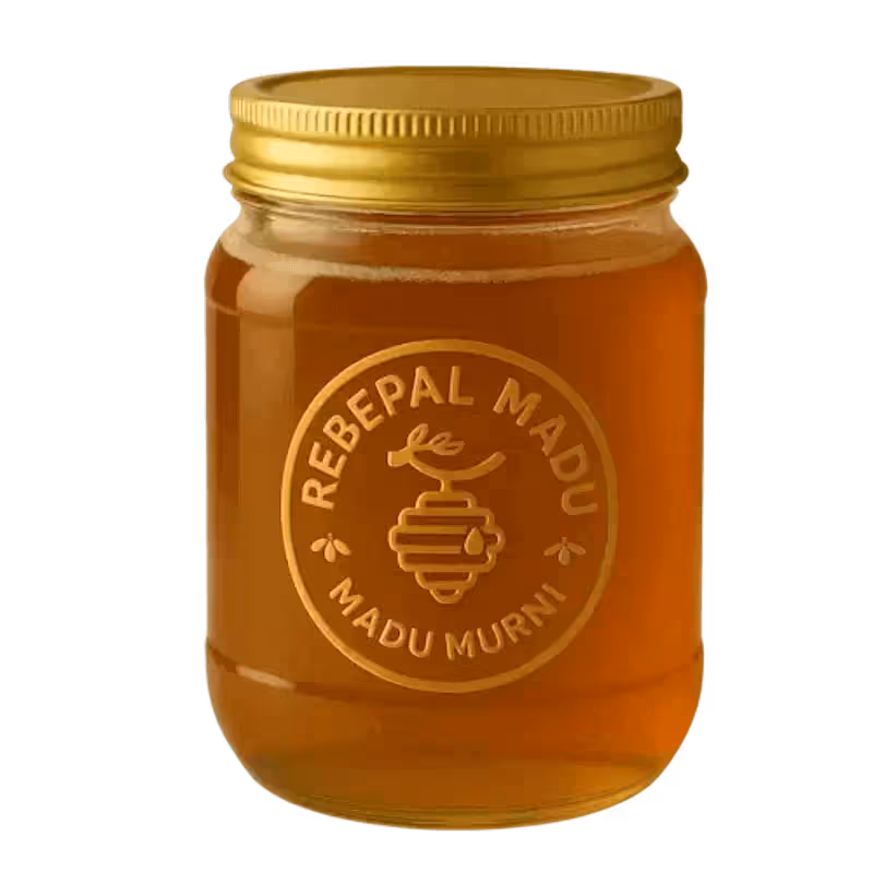 Madu murni Rebepal dalam kemasan botol kaca - 100% asli dari hutan Indonesia